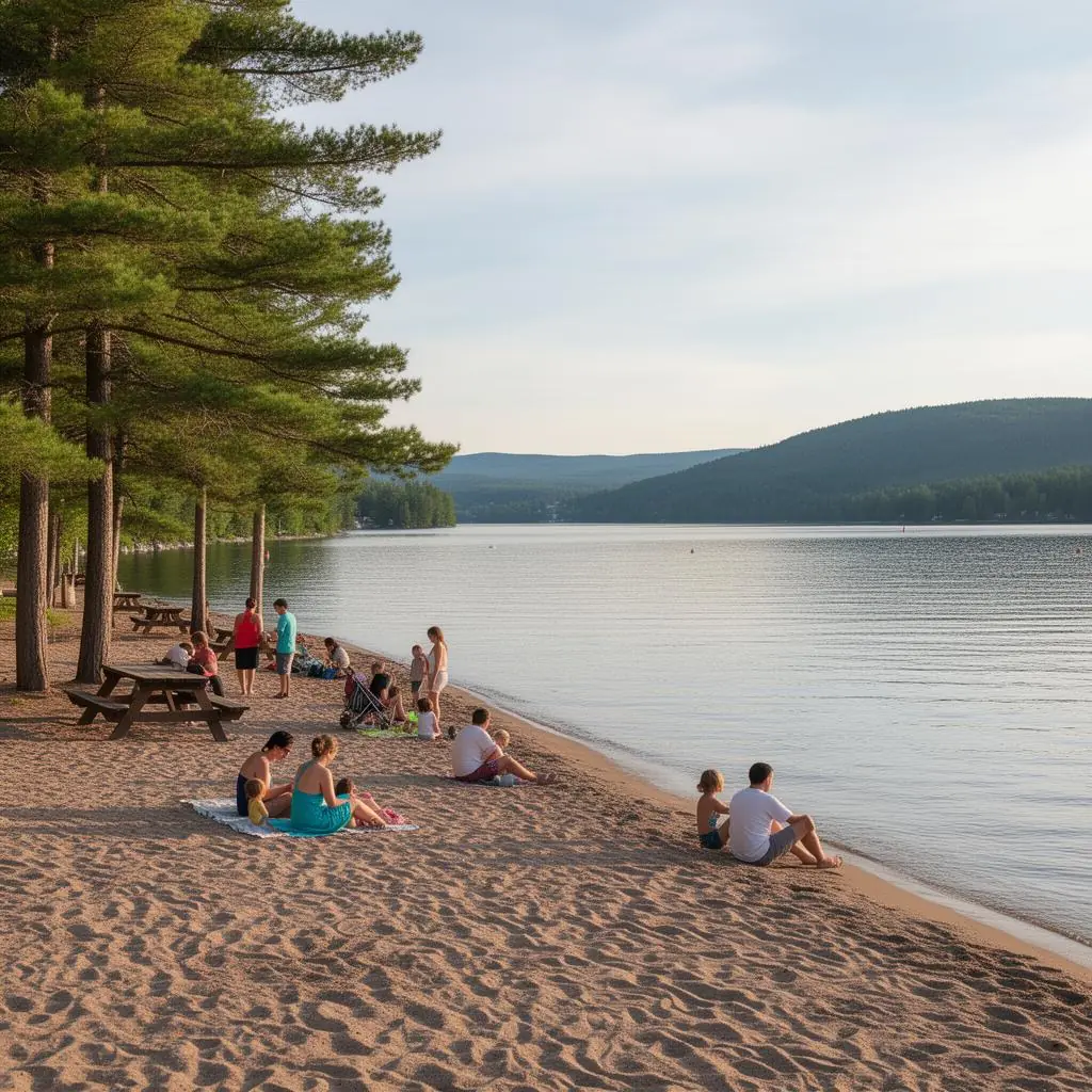 Plage de Deauville au bord du lac Magog à Sherbrooke